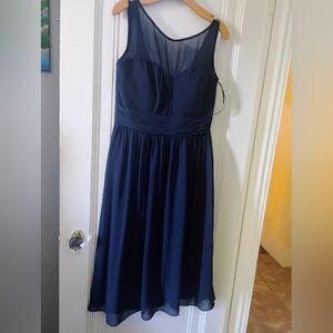 Bill Levkoff Navy Dress Women Size 12 Illusion Neckline. Wedding Dress Evening F
